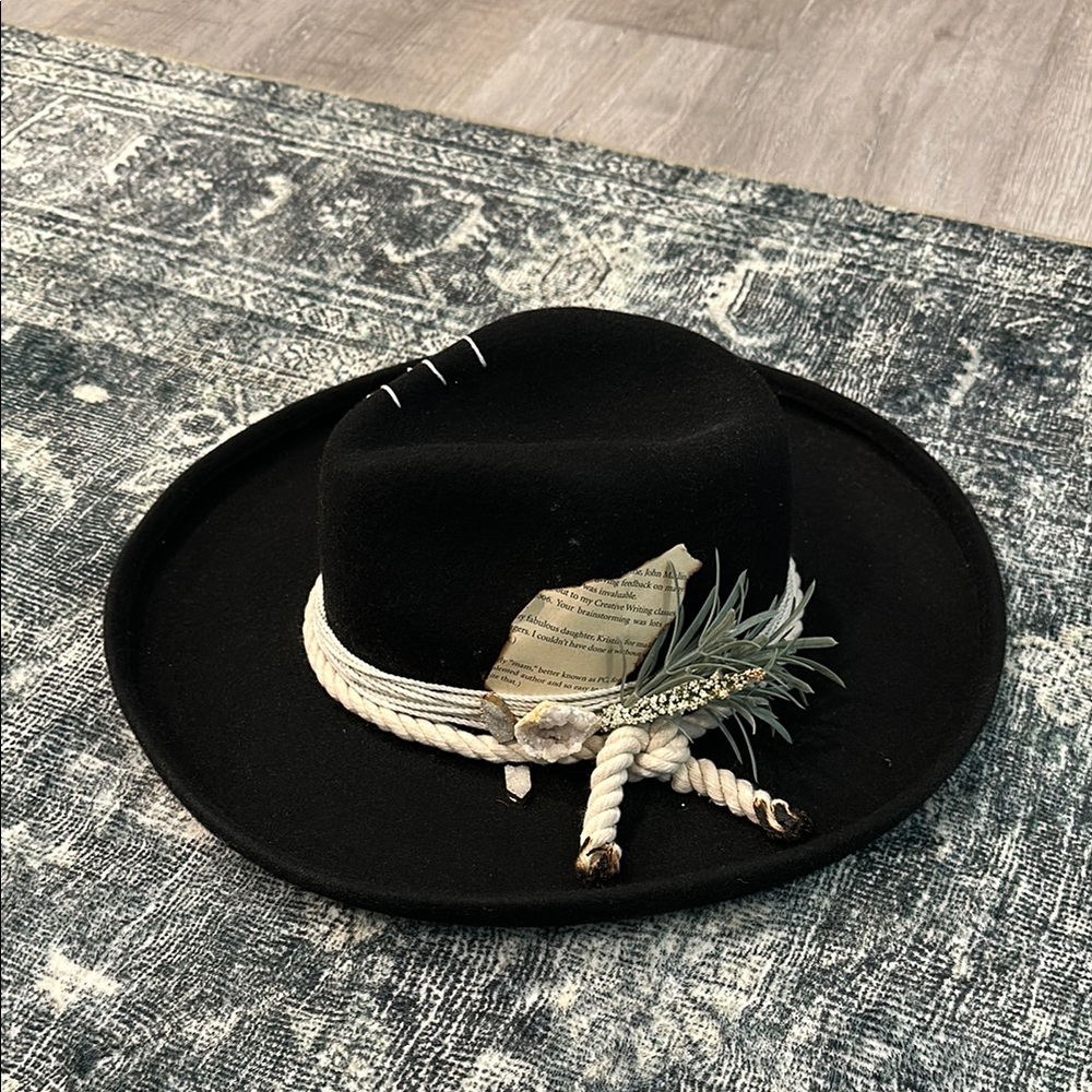 Black Fedora Hat with Decorative Band